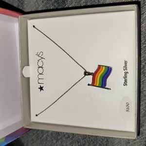 MACY'S Pride Flag Pendant Necklace in Sterling Silver, 16" + 2" extender